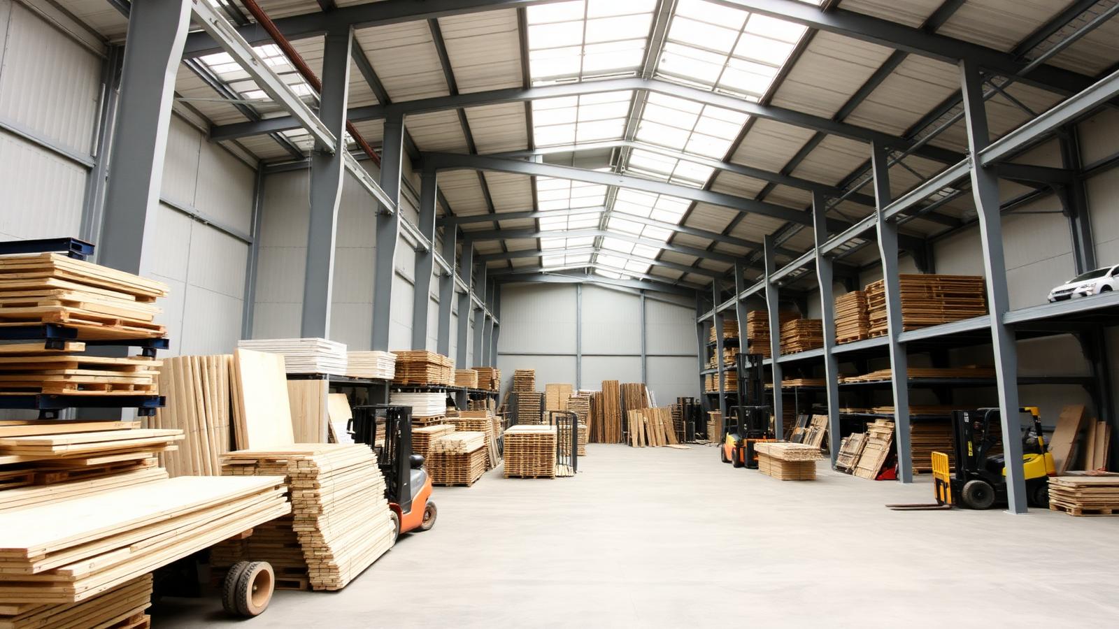 SEVAM warehouse with organized building materials